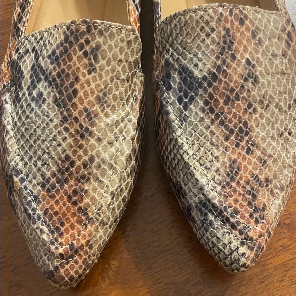 NEST Women's Faux-Snakeskin Flats- Orange Multiprint - Picture 2 of 5